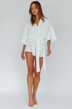 Daytona Beach Button-Up Romper Textured White 10 Daytona Beach Button-Up Romper Textured White -Fashion women's clothing SR0663J03 20WHITE 2