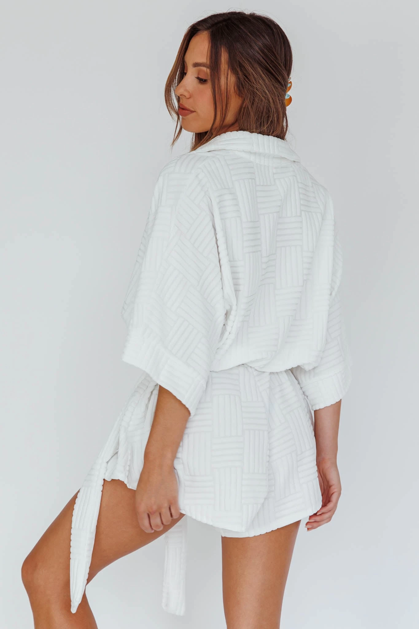 Daytona Beach Button-Up Romper Textured White 2 Daytona Beach Button-Up Romper Textured White - Image 2