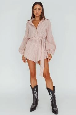 Daytona Beach Long Sleeve Shirt Romper Terracotta Stripe 11 Daytona Beach Long Sleeve Shirt Romper Terracotta Stripe -Fashion women's clothing SR0663J15 20TERRACOTTA 6