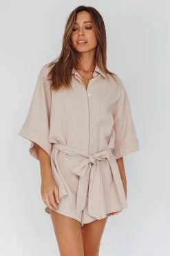 Daytona Beach Button-Up Romper Sand 12 Daytona Beach Button-Up Romper Sand -Fashion women's clothing SR0663J 20SAND 5