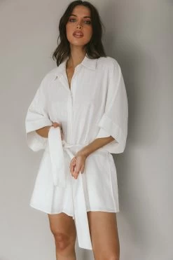 Daytona Beach Button-Up Romper White -Fashion women's clothing SR0663J 20WHITE 2