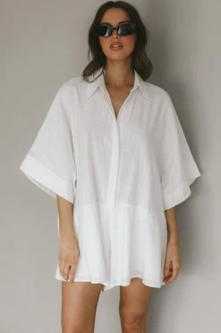 Daytona Beach Button-Up Romper White -Fashion women's clothing SR0663J 20WHITE 4