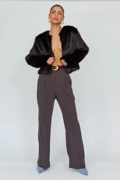 London Day Faux Fur Jacket Black -Fashion women's clothing SR0752J 20BLACK 2