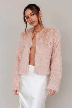 London Day Faux Fur Jacket Blush -Fashion women's clothing SR0752J 20BLUSH 5