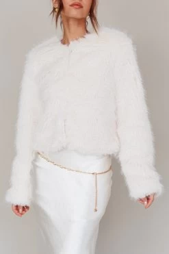 London Day Faux Fur Jacket Cream -Fashion women's clothing SR0752J 20CREAM 4