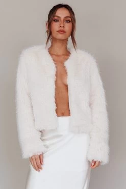 London Day Faux Fur Jacket Cream -Fashion women's clothing SR0752J 20CREAM 5