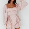 New Light Balloon Sleeve Romper Blush