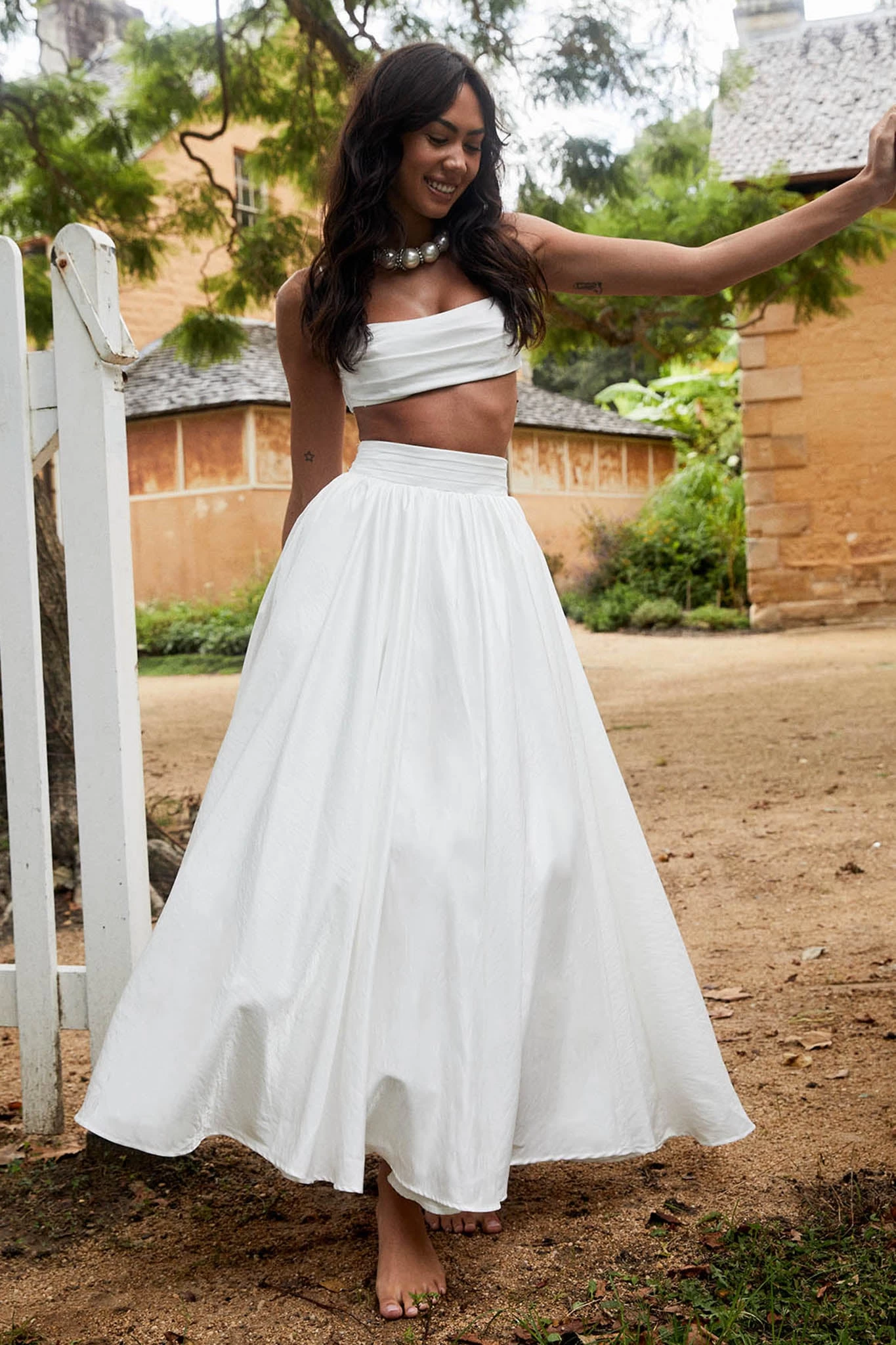 Love Songs Tied Back Maxi Skirt White 1 Love Songs Tied Back Maxi Skirt White