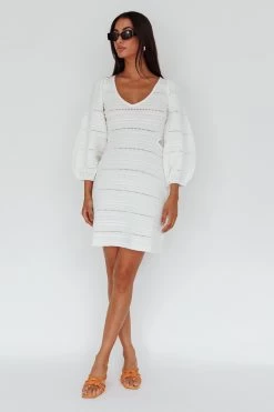 Meredith Long Sleeve Cut-Out Mini Dress White 8 Meredith Long Sleeve Cut-Out Mini Dress White -Fashion women's clothing SR0856J01 20WHITE 2