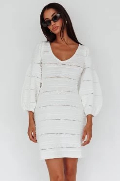 Meredith Long Sleeve Cut-Out Mini Dress White 10 Meredith Long Sleeve Cut-Out Mini Dress White -Fashion women's clothing SR0856J01 20WHITE 5