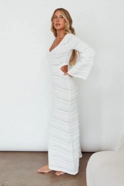 Meredith Long Sleeve Cut-Out Maxi Dress White 11 Meredith Long Sleeve Cut-Out Maxi Dress White -Fashion women's clothing SR0856J 20WHITE 6
