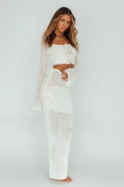 Jamaica Tied Crochet Midi Skirt White -Fashion women's clothing SR0867J01 S 20WHITE 2