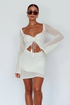 Jamaica Bell Sleeve Crochet Mini Dress White 11 Jamaica Bell Sleeve Crochet Mini Dress White -Fashion women's clothing SR0867J 20WHITE 4