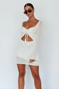 Jamaica Bell Sleeve Crochet Mini Dress White 13 Jamaica Bell Sleeve Crochet Mini Dress White -Fashion women's clothing SR0867J 20WHITE 6