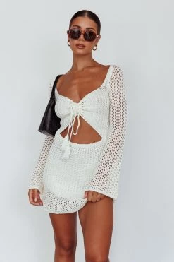 Jamaica Bell Sleeve Crochet Mini Dress White 14 Jamaica Bell Sleeve Crochet Mini Dress White -Fashion women's clothing SR0867J 20WHITE 7