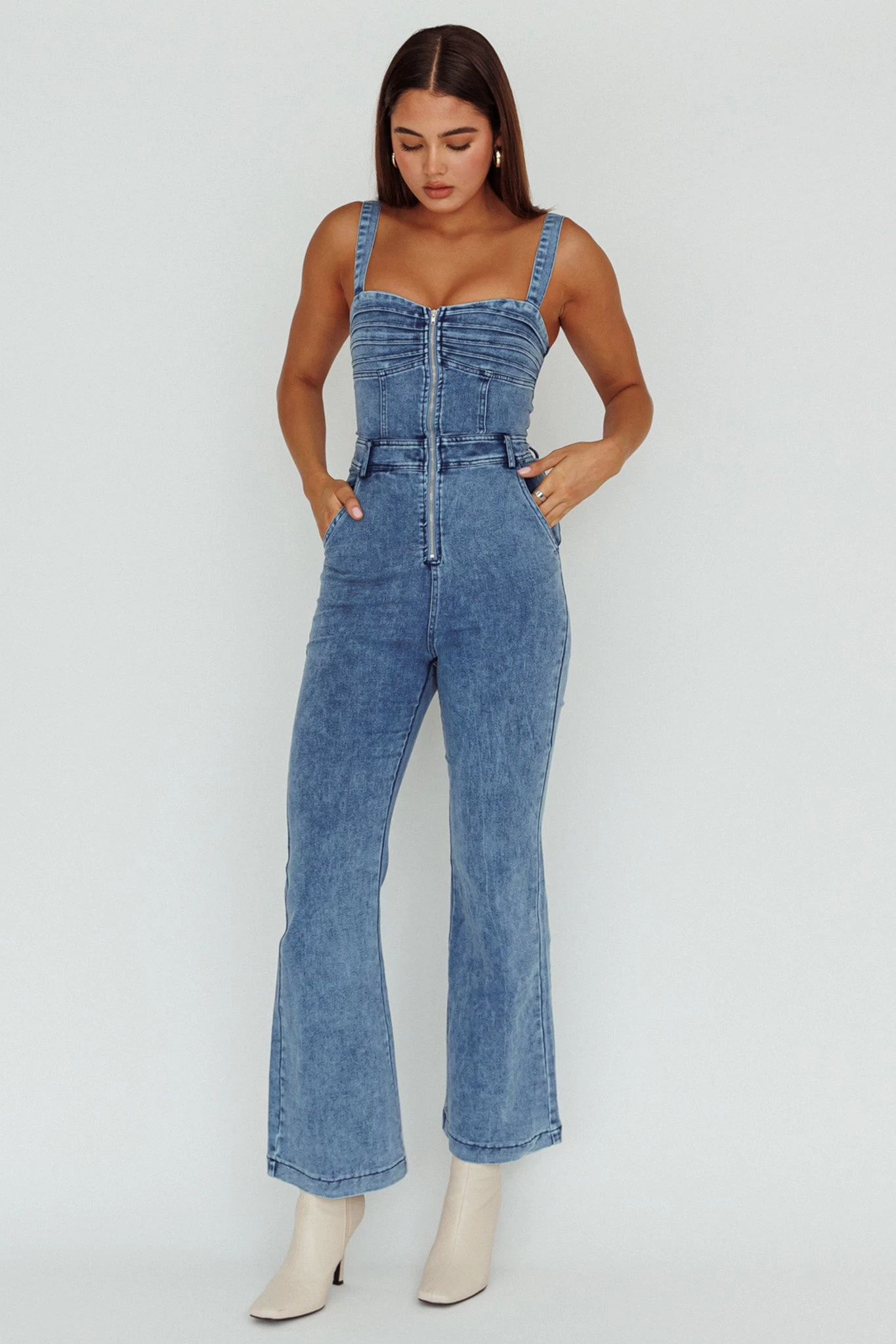 Emilio Flared Jumpsuit Denim 3 Emilio Flared Jumpsuit Denim - Image 3