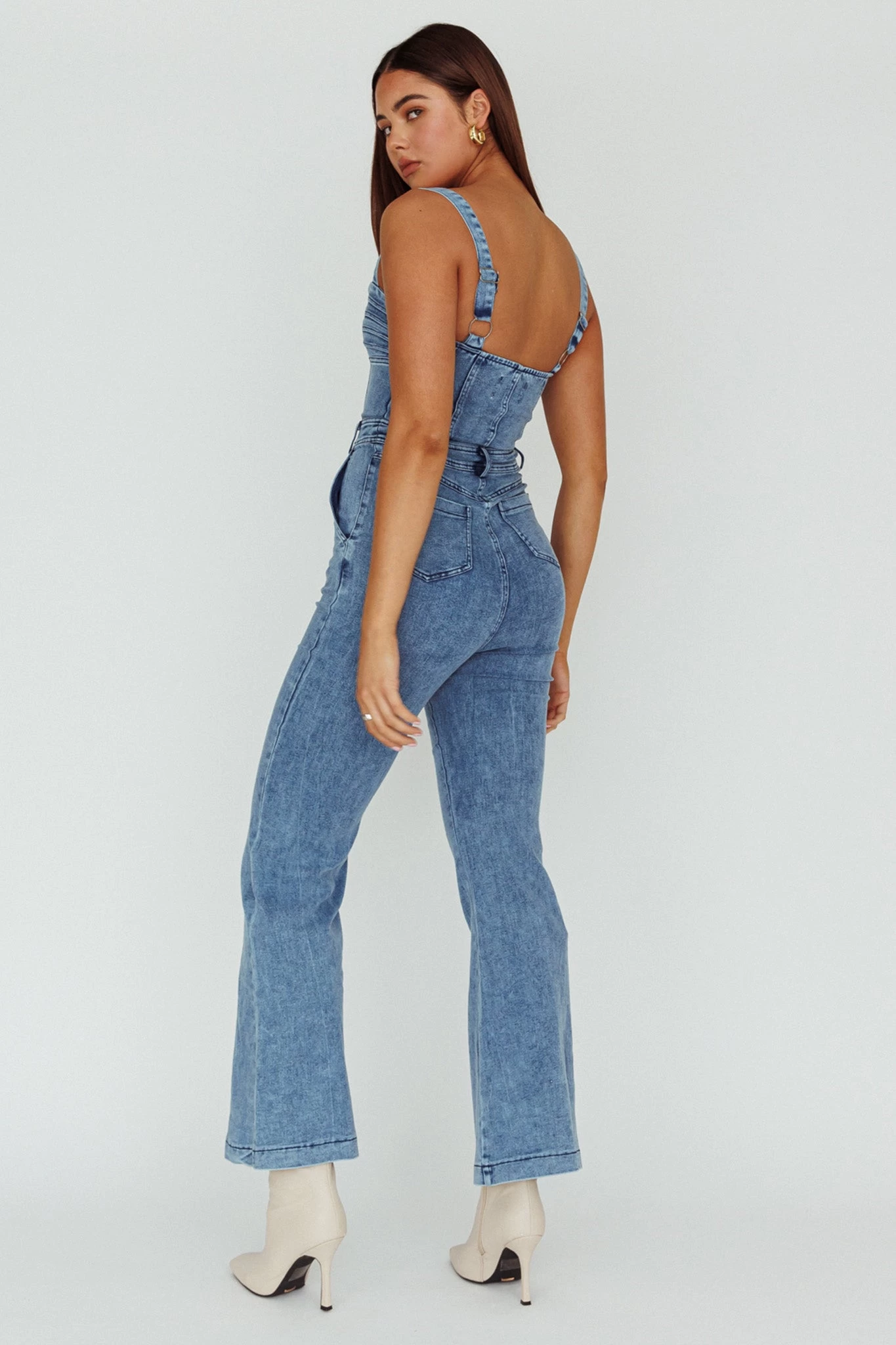 Emilio Flared Jumpsuit Denim 2 Emilio Flared Jumpsuit Denim - Image 2