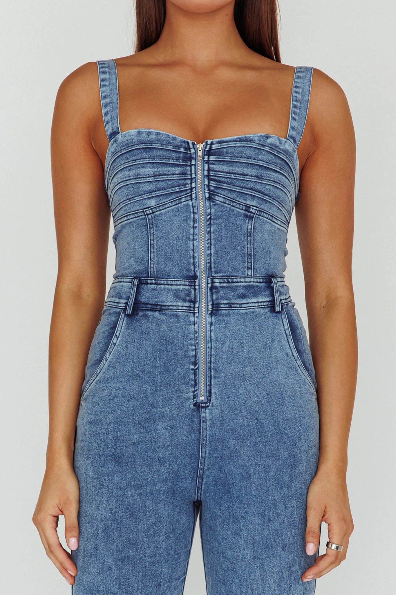 Emilio Flared Jumpsuit Denim 4 Emilio Flared Jumpsuit Denim - Image 4