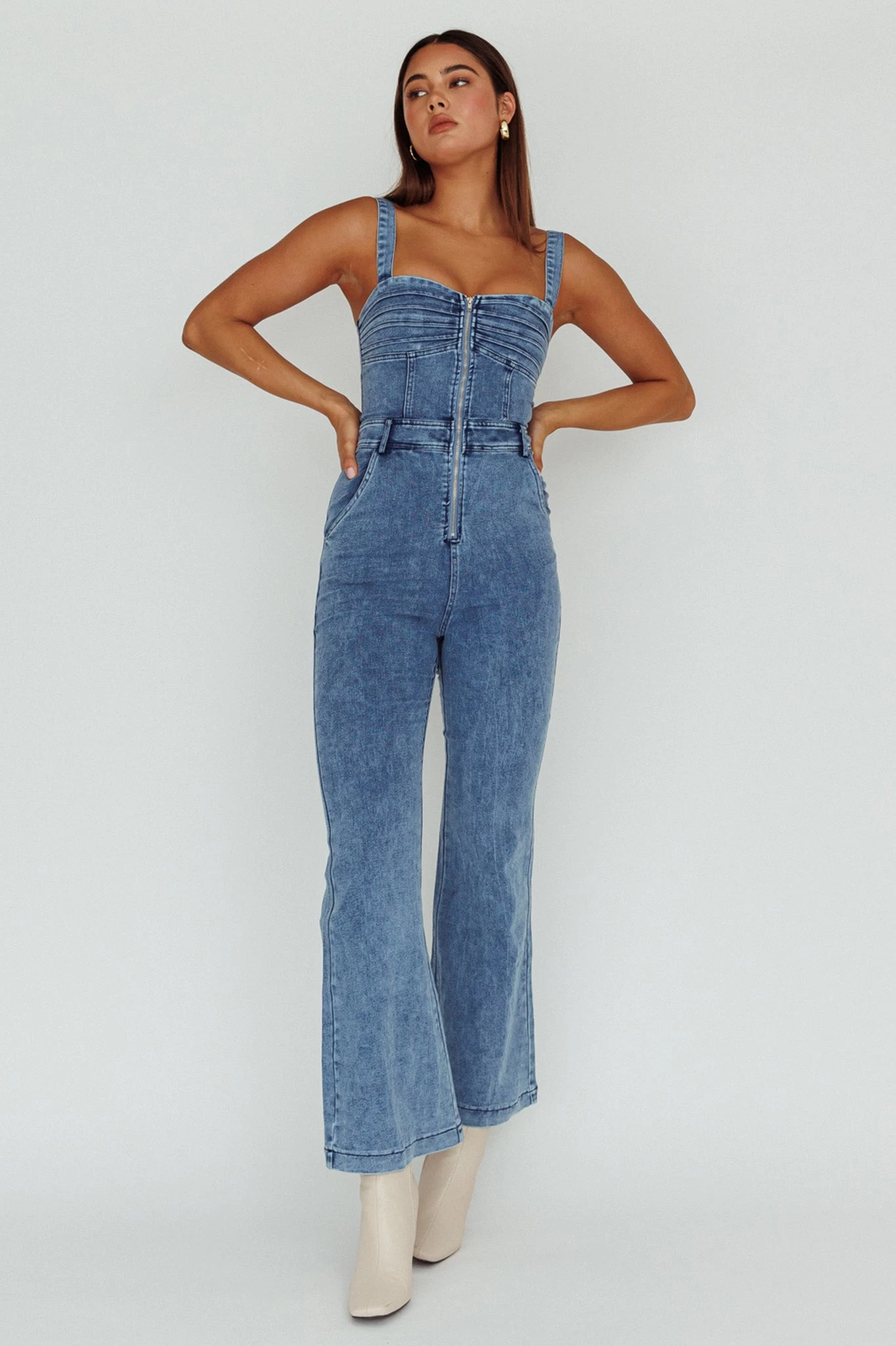 Emilio Flared Jumpsuit Denim 5 Emilio Flared Jumpsuit Denim - Image 5