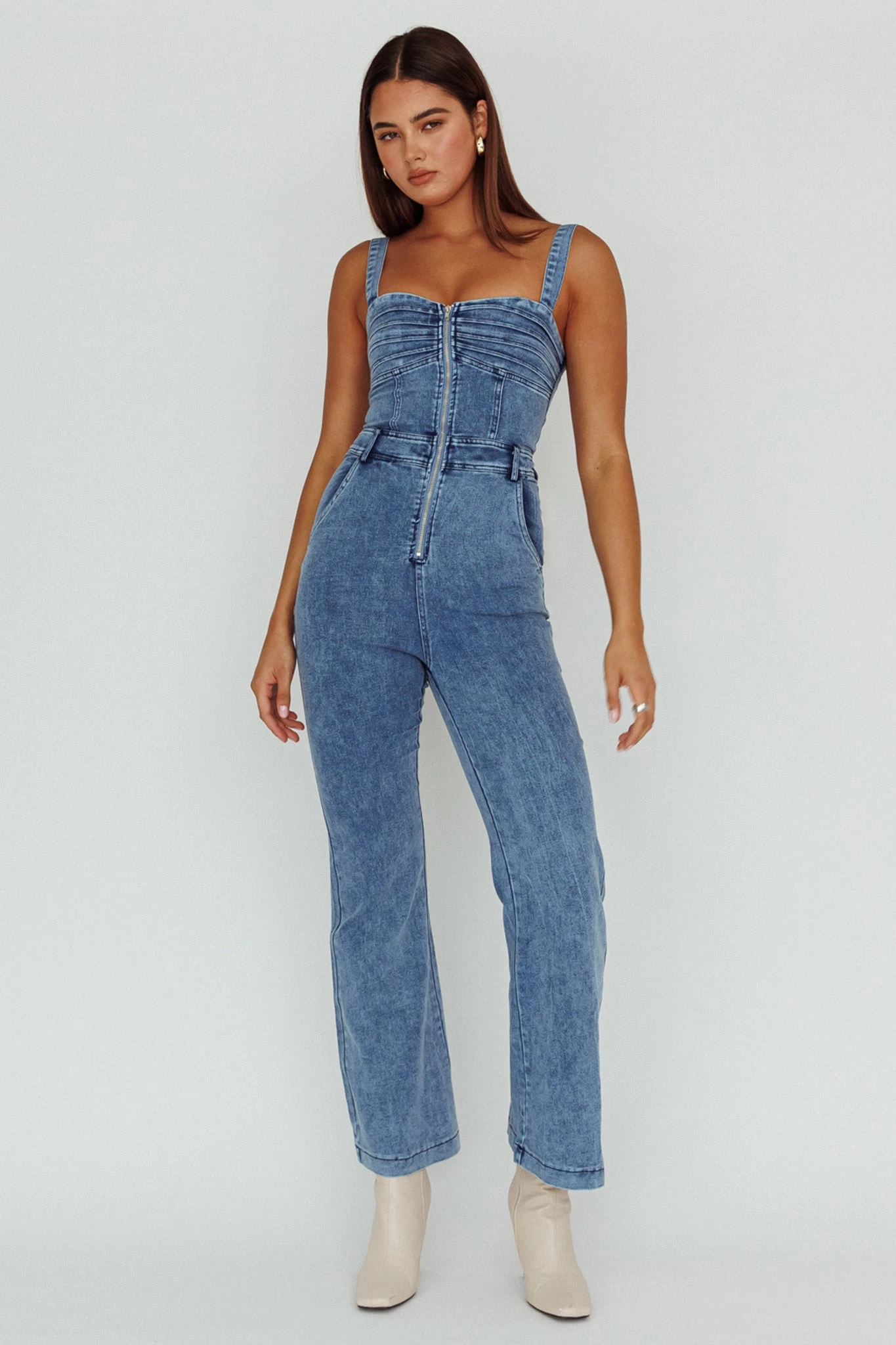 Emilio Flared Jumpsuit Denim 6 Emilio Flared Jumpsuit Denim - Image 6