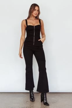 Emilio Flared Jumpsuit Black -Fashion women's clothing SR0878J 20BLACK 7