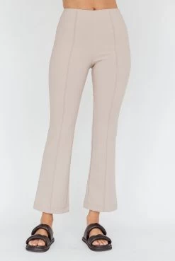 Sabria Mid-Rise Flare Pants Beige -Fashion women's clothing SR0918J 20BEIGE 4
