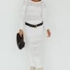 Gail Long Sleeve Crochet Maxi Dress White