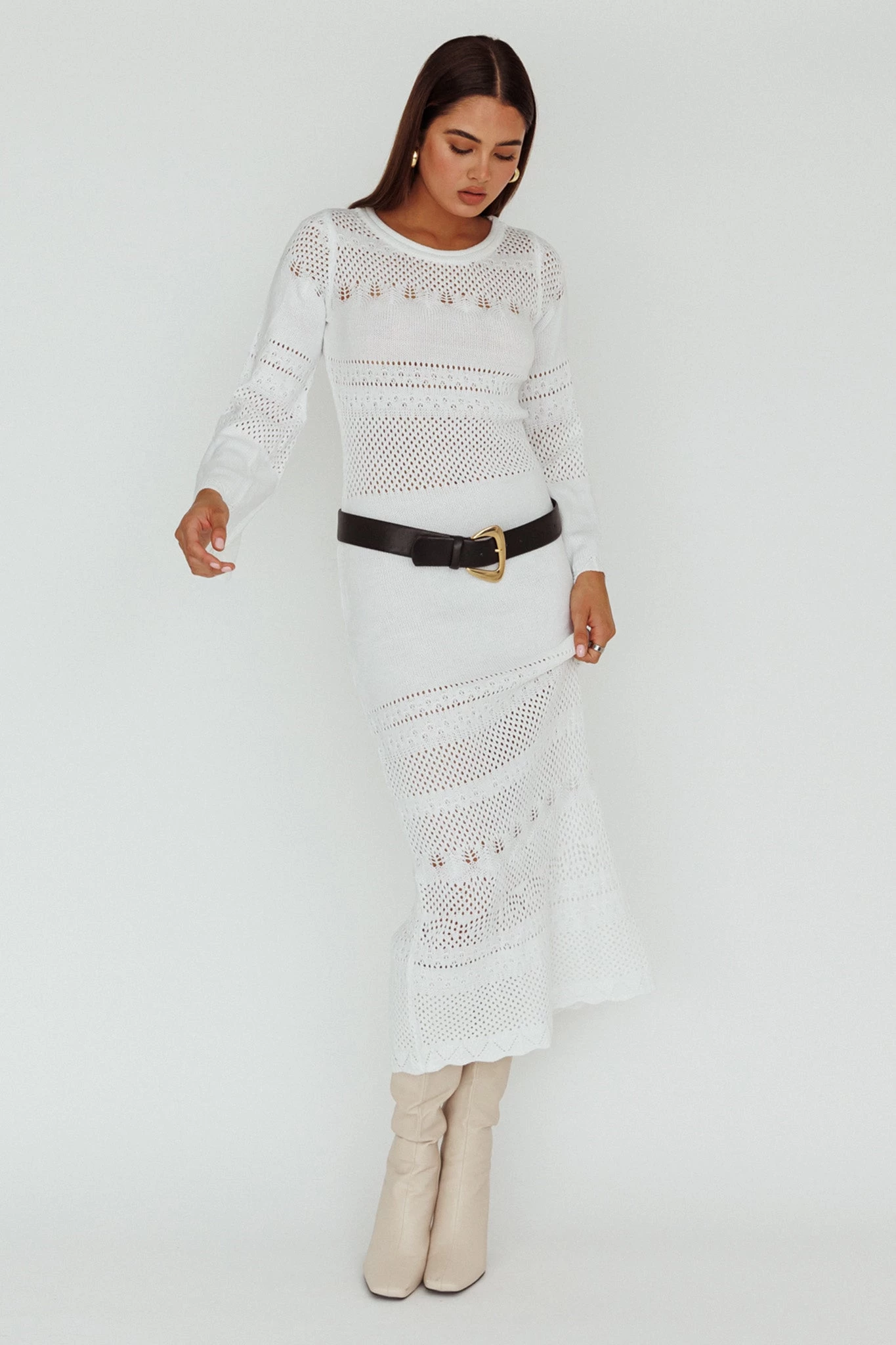Gail Long Sleeve Crochet Maxi Dress White 6 Gail Long Sleeve Crochet Maxi Dress White - Image 6