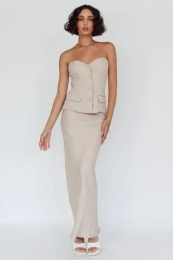 Valencia Flare Midi Skirt Oat -Fashion women's clothing SR0946J S 20OAT 2