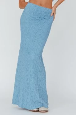 Kalei Textured Midi Skirt Blue -Fashion women's clothing SR0964J S 20BLUE 4