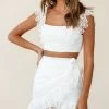 Sonnet Lace Trim Crop Top White