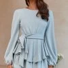 Talk About It Balloon Sleeve Open Back Knit Romper Sage
