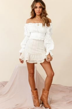 Eve Ruffle Hem Linen Blend Skirt White/Mocha Stripe 9 Eve Ruffle Hem Linen Blend Skirt White/Mocha Stripe -Fashion women's clothing ST2389D01 WHITE MOCHA STRIPE 2