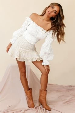 Eve Ruffle Hem Linen Blend Skirt White/Mocha Stripe 13 Eve Ruffle Hem Linen Blend Skirt White/Mocha Stripe -Fashion women's clothing ST2389D01 WHITE MOCHA STRIPE 7