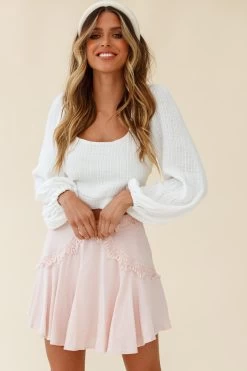 Wildflower Tassel Trim A-line Skirt Pink 9 Wildflower Tassel Trim A-line Skirt Pink -Fashion women's clothing ST2408D PINK 3
