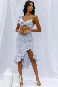 Talk About Me Asymmetrical Ruffle Hem Midi Skirt Steel Blue -Fashion women's clothing ST2420DR06 S 20STEEL 20BLUE 2