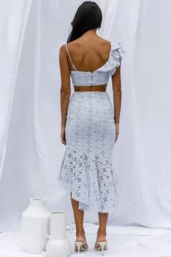 Talk About Me Asymmetrical Ruffle Hem Midi Skirt Steel Blue -Fashion women's clothing ST2420DR06 S 20STEEL 20BLUE 6