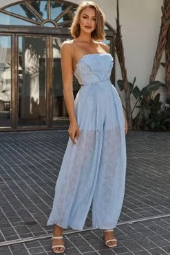 La Galerie Pintuck Pleat Bandeau Jumpsuit Steel Blue -Fashion women's clothing ST2830B 20STEEL 20BLUE 2