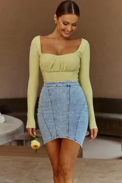 Bobbi Long Sleeve Ruched Side Ribbed Bodysuit Mint -Fashion women's clothing ST2919B 20MINT 5