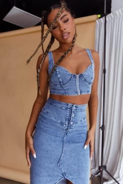 Trina Button Front Midi Skirt Blue 15 Trina Button Front Midi Skirt Blue -Fashion women's clothing ST3159D S 20BLUE 7