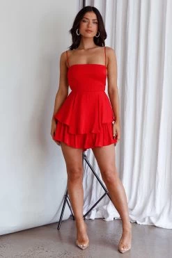 Dolce Life Low Back Romper Red -Fashion women's clothing ST3228D05 20RED 6