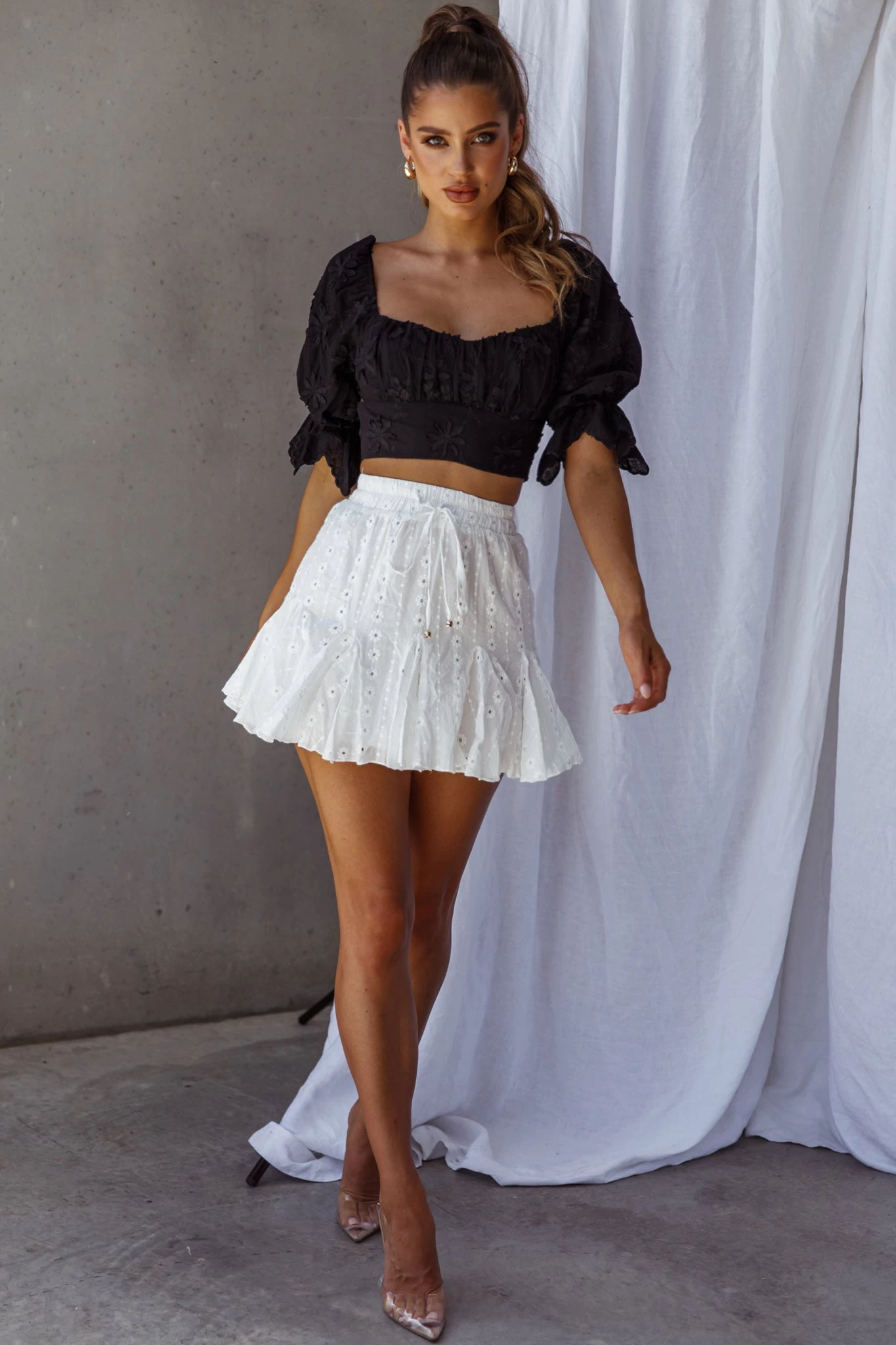 Passing By Tied Back Crop Top Black 3 Passing By Tied Back Crop Top Black - Image 3