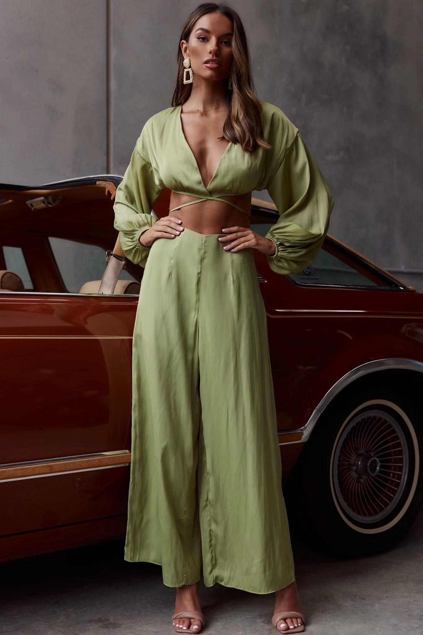 Lilian Wide Legs Pants Olive 1 Lilian Wide Legs Pants Olive