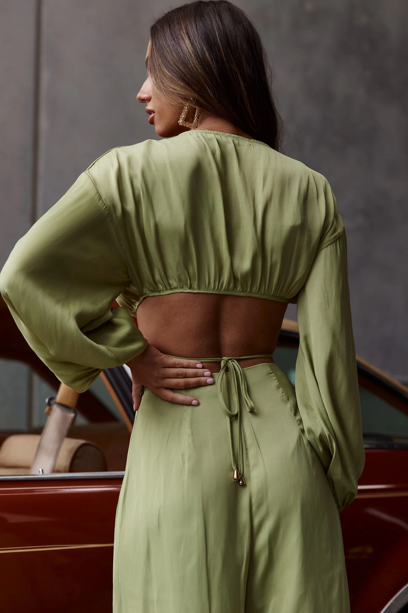 Lilian Wide Legs Pants Olive 2 Lilian Wide Legs Pants Olive - Image 2