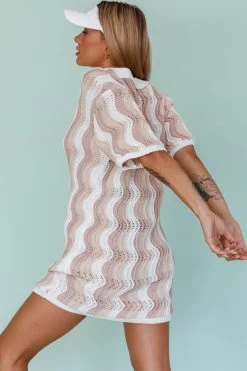 Glennon Crochet Shirt Dress Beige -Fashion women's clothing ST3563D 20BEIGE 8