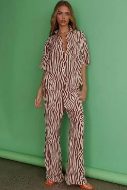 Just A Hunch Pants Zebra Brown -Fashion women's clothing ST3641D B 20BROWN 2