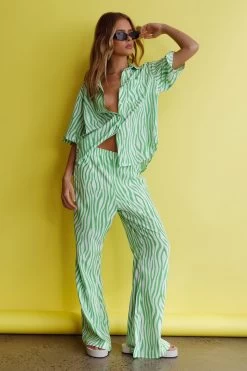 Just A Hunch Button Shirt Zebra Green -Fashion women's clothing ST3641D T 20GREEN 7