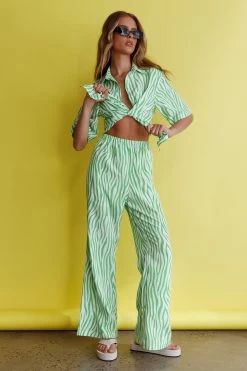 Just A Hunch Button Shirt Zebra Green -Fashion women's clothing ST3641D T 20GREEN 9