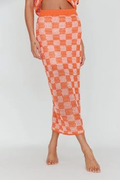 Byron Bay Crochet Maxi Skirt Sunset -Fashion women's clothing ST3654D SSUNSET 4