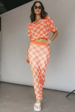 Byron Bay Crochet Buttoned Top Sunset -Fashion women's clothing ST3654D T 20SUNSET 6